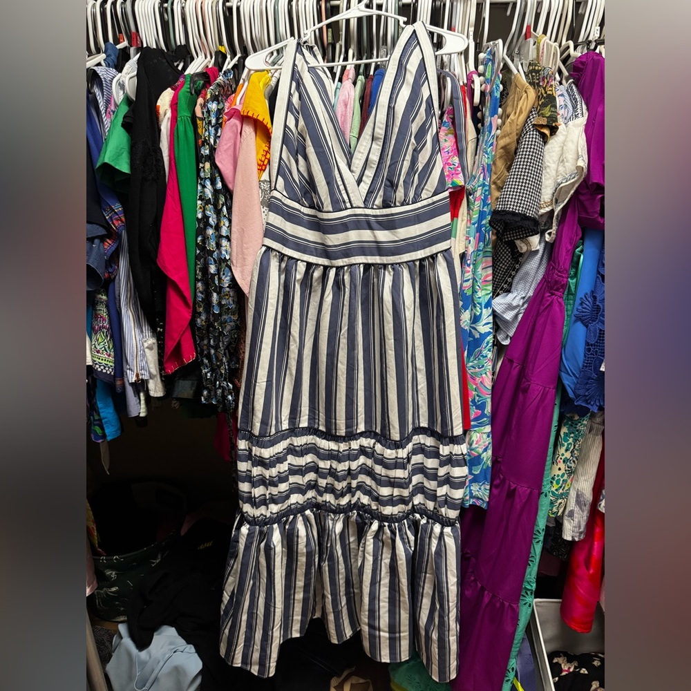 Loretta Caponi Elegant Striped Maxi Dress